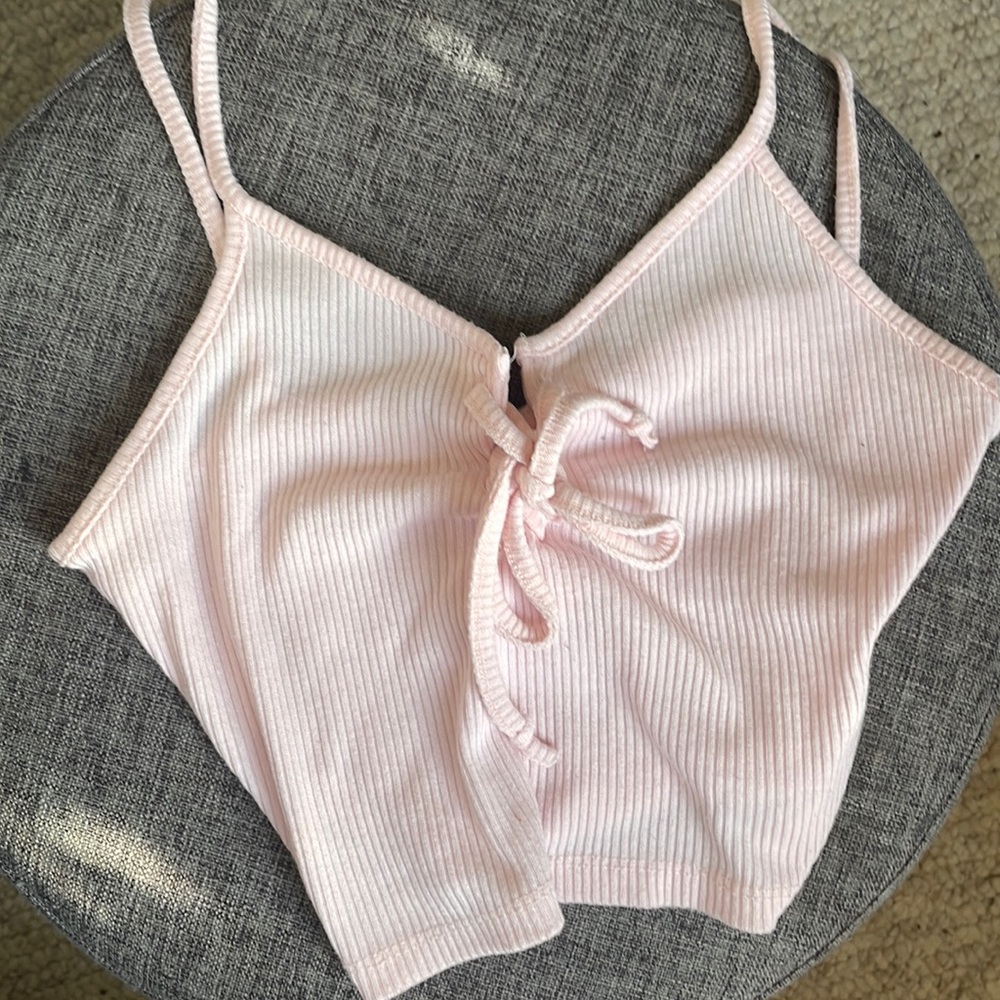 WOMENS SMALL LIGHT PINK CROPPED TANK TOP